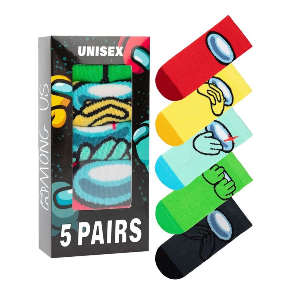 Among Us Boys Character Calf-Length Socks (Pack of 5) / Multicolored
